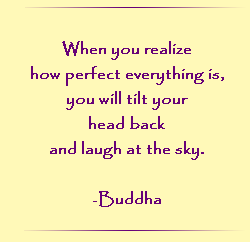 When you realize how perfect everything is, you will tilt your head back and laugh at the sky.